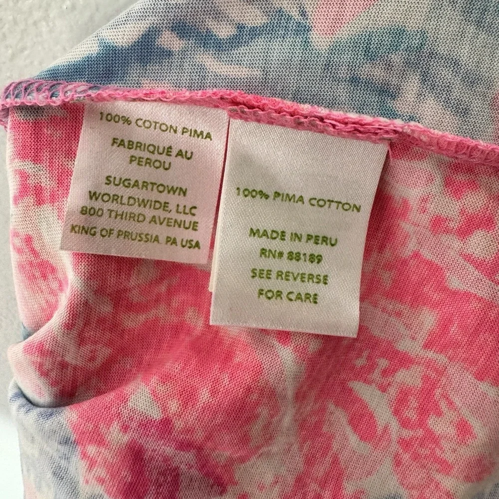Lilly Pulitzer Strapless Dress Womens Xxs  Pink Blue Floral Pima Cotton Beach - Picture 4 of 9